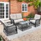 4-Piece Outdoor Rattan Patio Set Black PE Rattan Steel Loveseat 2 Chairs Table